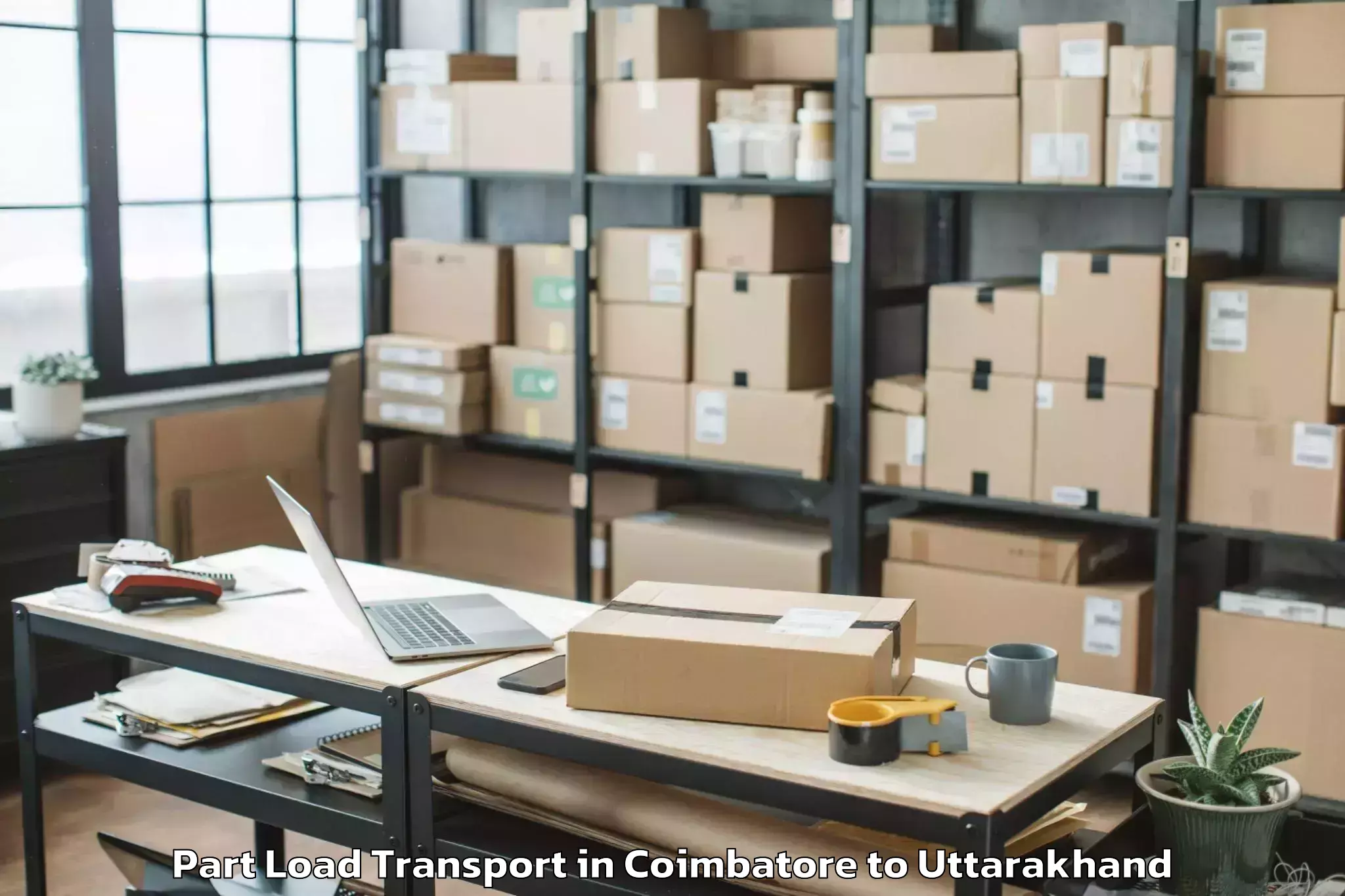 Affordable Coimbatore to Uttarkashi Part Load Transport